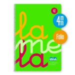 Quaderno a spirale Lamela con 80 fogli da 90 g/m² con margine - Formato Folio - Righe a 4 mm - Copertina in polipropilene - Carta offset bianca extra - Colore verde fluorescente