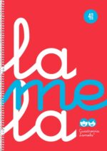 Quaderno a spirale Lamela con 80 fogli da 90 g/m² con margine - Formato Folio - Righe da 4 mm - Copertina in polipropilene - Carta offset bianca extra - Colore rosso fluorescente
