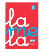 Quaderno a spirale Lamela con 80 fogli da 90 g/m² con margine - Formato Folio - Righe da 5 mm - Copertina in polipropilene - Carta offset bianca extra - Colore rosso fluorescente