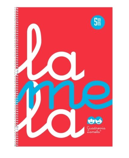 Quaderno a spirale Lamela con 80 fogli da 90 g/m² con margine - Formato Folio - Righe da 5 mm - Copertina in polipropilene - Carta offset bianca extra - Colore rosso fluorescente