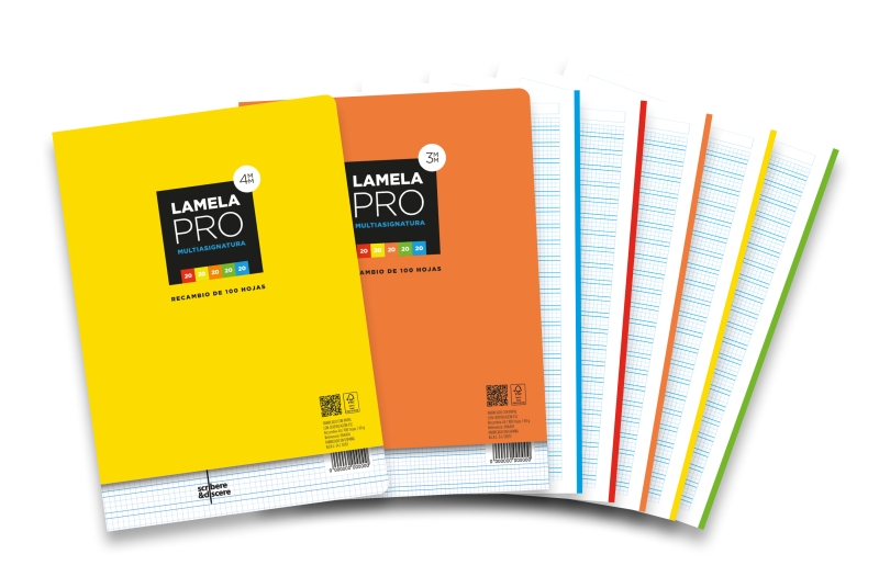 Lamela Pro Ricarica Multifunzione da 100 fogli da 90 g/m² - Formato A4 - Righe da 3 mm - Carta offset bianca extra - Certificazione PEFC