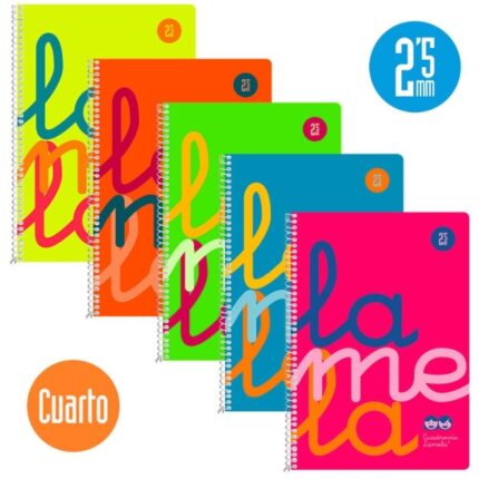 Lamela Confezione da 5 quaderni a spirale con 80 fogli da 90 g/m² con margine - Formato quarto - Righe a 2