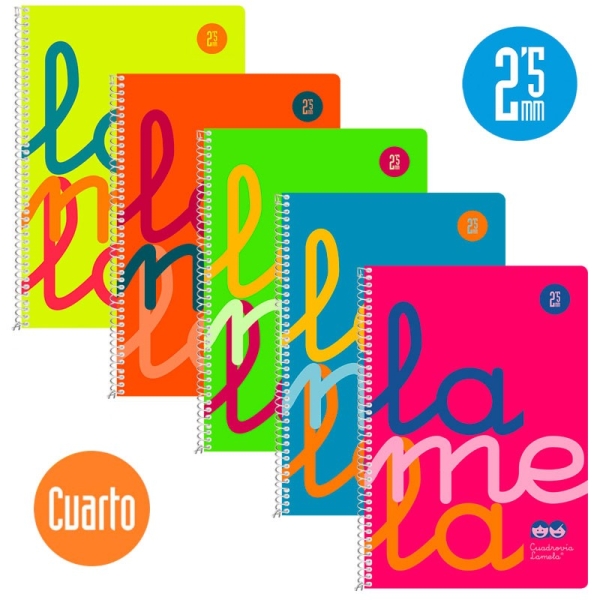 Lamela Confezione da 5 quaderni a spirale con 80 fogli da 90 g/m² con margine - Formato quarto - Righe a 2 Lamela Confezione da 5 quaderni a spirale con 80 fogli da 90 g/m² con margine - Formato quarto - Righe a 2