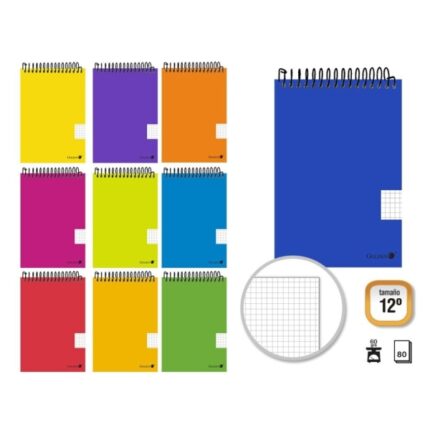 Golden Quaderno a spirale orizzontale 80 fogli 60 g Quadretti 4x4 - Formato 12º - Colori assortiti