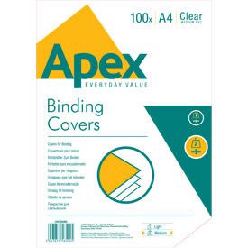 Fellowes Apex Confezione da 100 copertine per rilegatura in PVC A4 - 180 micron - Molto resistenti - Trasparenti