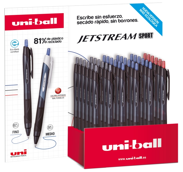 Uni-ball SXN-157E JetStream Sport Espositore da 36 penne a sfera retrattili - Punta da 0