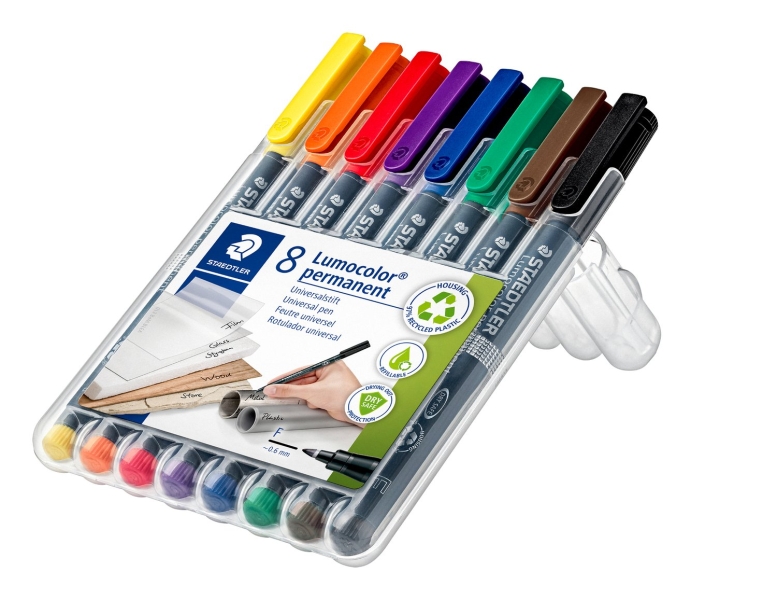 Staedtler Lumocolor 318 Confezione da 8 pennarelli indelebili - Punta fine arrotondata - Tratto 0