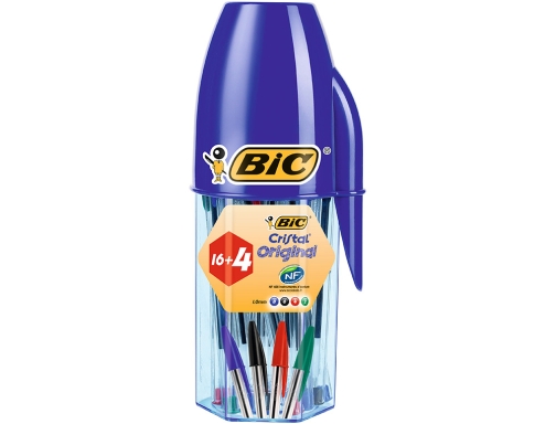 Bic Cristal Original Megatubo con 16+4 in omaggio Penne a sfera - Punta rotonda da 1 mm - Tratto 0
