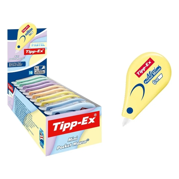 Tipp-Ex Mini Pocket Mouse Pastel Nastro correttore 5 mm x 6 m - Resistente - Scrittura istantanea