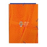 Safta Valencia Basket Cartella con 3 alette - Copertine rigide rivestite - Chiusura con elastici - Resistente - 260x25x335 mm - Colore arancione
