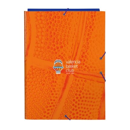 Safta Valencia Basket Cartella con 3 alette - Copertine rigide rivestite - Chiusura con elastici - Resistente - 260x25x335 mm - Colore arancione