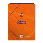 Safta Valencia Basket Cartella con 3 alette - Copertine rigide rivestite - Chiusura con elastici - Resistente - 260x25x335 mm - Colore arancione - immagine 2