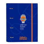 Safta Valencia Basket Raccoglitore a 4 anelli da 30 mm - Copertina rigida rivestita - Ricarica da 100 fogli - Griglia 5x5 mm - Chiusura elastica - Separatori inclusi - 270x35x320 mm - Colore blu scuro