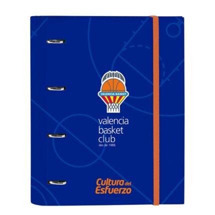 Safta Valencia Basket Raccoglitore a 4 anelli da 30 mm - Copertina rigida rivestita - Ricarica da 100 fogli - Griglia 5x5 mm - Chiusura elastica - Separatori inclusi - 270x35x320 mm - Colore blu scuro