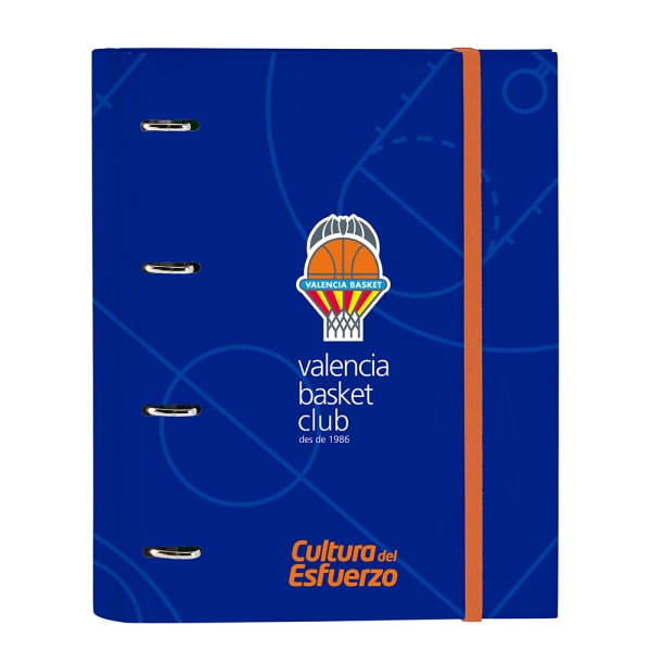 Safta Valencia Basket Raccoglitore a 4 anelli da 30 mm - Copertina rigida rivestita - Ricarica da 100 fogli - Griglia 5x5 mm - Chiusura elastica - Separatori inclusi - 270x35x320 mm - Colore blu scuro