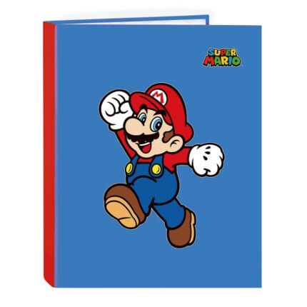 Safta Super Mario World Raccoglitore a 4 anelli 25 mm - Copertina rigida rivestita - Formato Folio - 265x40x330 mm - Colore blu scuro
