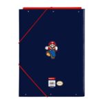 Safta Super Mario World Cartella con 3 alette - Copertina rigida rivestita - Formato A4 - Chiusura con elastici - Resistente e durevole - 260x25x335 mm - Colore blu scuro - immagine 2