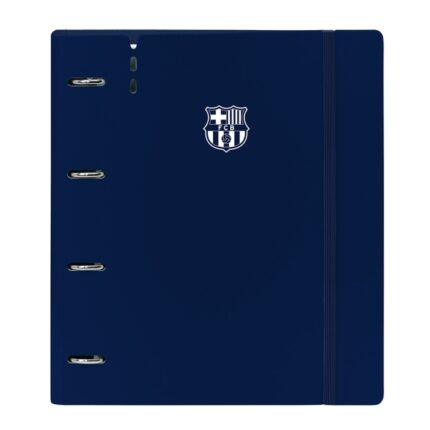 Safta F.C.Barcelona Raccoglitore a 4 anelli da 35 mm - Copertine in schiuma di PP - Chiusura elastica - Ricarica da 100 fogli - Fessura per penna - Aletta interna - 270x40x320 mm - Colore blu navy