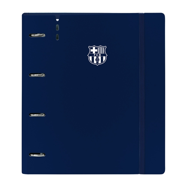 Safta F.C.Barcelona Raccoglitore a 4 anelli da 35 mm - Copertine in schiuma di PP - Chiusura elastica - Ricarica da 100 fogli - Fessura per penna - Aletta interna - 270x40x320 mm - Colore blu navy