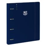 Safta F.C.Barcelona Raccoglitore a 4 anelli da 35 mm - Copertine in schiuma di PP - Chiusura elastica - Ricarica da 100 fogli - Fessura per penna - Aletta interna - 270x40x320 mm - Colore blu navy - immagine 3