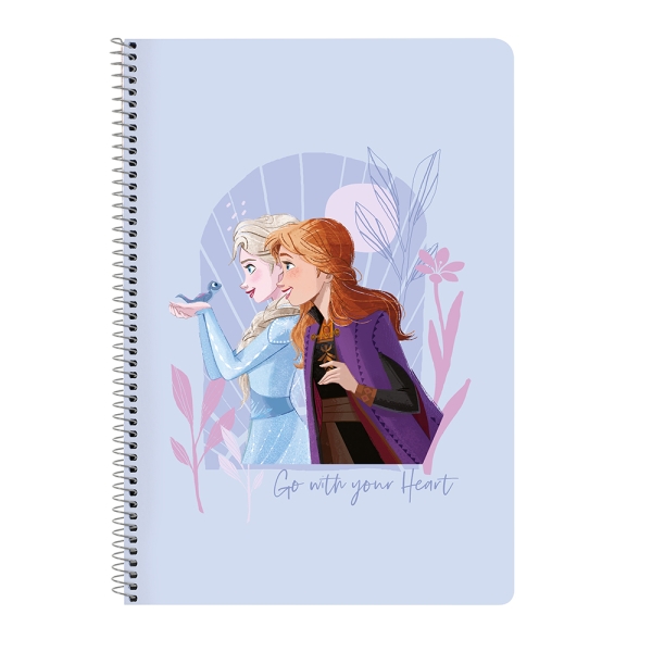 Safta Frozen Believe Quaderno a spirale - Formato Folio - Copertina laminata - Spirale metallica - 80 fogli a quadretti da 80 g/m² - Chiusura con elastici - Include alette - 215 x 310 mm - Colore viola
