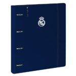 Safta Real Madrid 1ª Equip. 24/25 Raccoglitore con 4 anelli da 35 mm - Copertine in PP Foam - Ricarica da 100 fogli - Chiusura elastica - Divisori - Fessura per penna - 270x40x320 mm - Colore blu navy - immagine 3