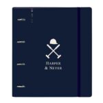Safta Harper and Neyer Raccoglitore a 4 anelli da 35 mm - Copertine in PP Foam - Ricarica da 100 fogli - Chiusura elastica - Fessura per penna - Include divisori - 270x40x320 mm - Colore blu navy