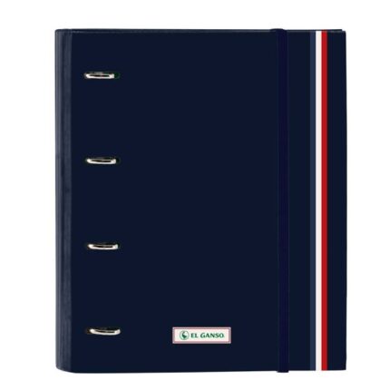 Safta el Ganso Eclipse Raccoglitore con 4 anelli da 35 mm - Copertine rigide rivestite - Ricarica da 100 fogli - Griglia 5x5 mm - Chiusura elastica - Separatori inclusi - 270x35x320 mm - Colore blu navy