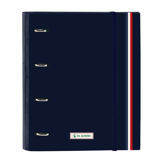 Safta el Ganso Eclipse Raccoglitore con 4 anelli da 35 mm - Copertine rigide rivestite - Ricarica da 100 fogli - Griglia 5x5 mm - Chiusura elastica - Separatori inclusi - 270x35x320 mm - Colore blu navy