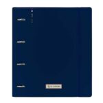 Safta el Ganso Eclipse Raccoglitore a 4 anelli da 35 mm - Copertine in PP Foam - Ricarica da 100 fogli - Chiusura elastica - Fessura per penna - Divisori interni - 270x40x320 mm - Colore blu navy