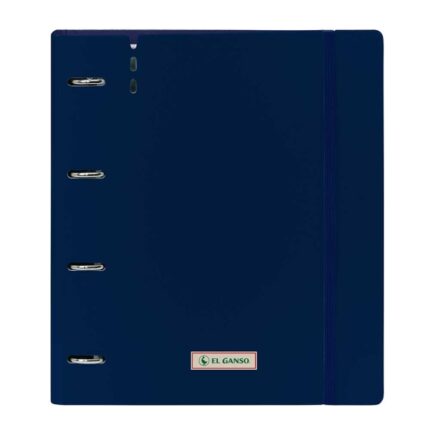 Safta el Ganso Eclipse Raccoglitore a 4 anelli da 35 mm - Copertine in PP Foam - Ricarica da 100 fogli - Chiusura elastica - Fessura per penna - Divisori interni - 270x40x320 mm - Colore blu navy