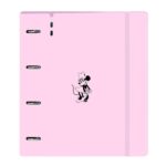 Safta Minnie Mouse Naive Raccoglitore a 4 anelli 35 mm - Chiusura elastica - Ricarica 100 fogli da 90 g/m² - Quadretti 5x5 mm - Fessura per penna - 270x40x320 mm - Colore rosa