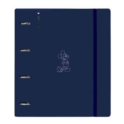 Safta Mickey Mouse Good Day Raccoglitore a 4 anelli 35 mm - Copertine in PP Foam - Ricarica 100 fogli - Chiusura elastica - Fessura per penna - Include divisori - 270x40x320 mm - Colore blu navy