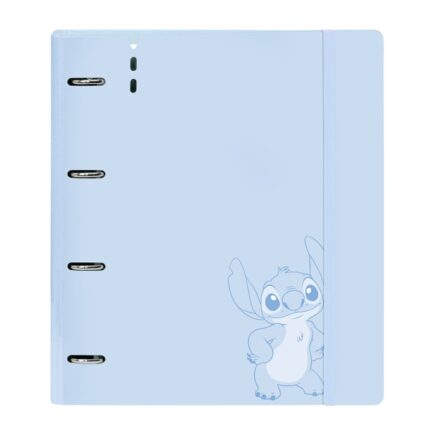 Safta Stitch Beach Raccoglitore a 4 anelli da 35 mm - Copertine in PP Foam - Ricarica da 100 fogli - Quadretti 5x5 mm - Chiusura elastica - Separatori inclusi - 270x40x320 mm - Colore azzurro