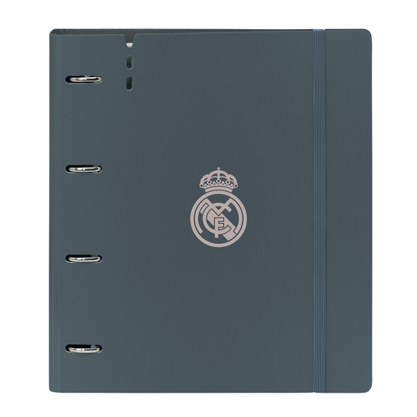 Safta Real Madrid 3ª Divisa 24/25 Cartellina a 4 anelli 35 mm - Copertine in PP Foam - Ricarica 100 fogli - Chiusura elastica - Divisori interni - 270x40x320 mm - Colore grigio Safta Real Madrid 3ª Divisa 24/25 Cartellina a 4 anelli 35 mm - Copertine in PP Foam - Ricarica 100 fogli - Chiusura elastica - Divisori interni - 270x40x320 mm - Colore grigio