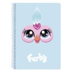 Safta Furby Taccuino a spirale - Formato quarto - 80 fogli a quadretti da 80 g/m² - Copertina rigida laminata - Spirale metallica a 42 fori - 155x10x220 mm - Colore azzurro