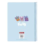 Safta Furby Taccuino a spirale - Formato quarto - 80 fogli a quadretti da 80 g/m² - Copertina rigida laminata - Spirale metallica a 42 fori - 155x10x220 mm - Colore azzurro - immagine 2