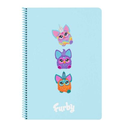 Safta Furby Quaderno a spirale - Formato Folio - 80 fogli a quadretti da 80 g/m² - Copertina rigida laminata - Spirale a 62 fori - 215x10x310 mm - Colore azzurro