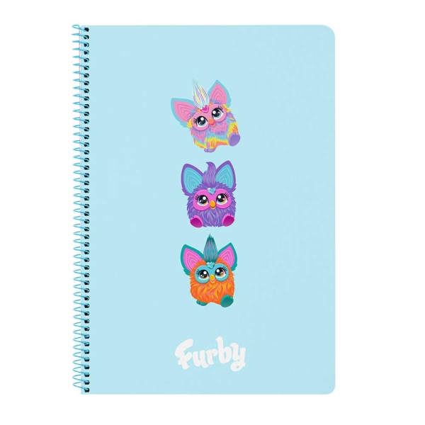 Safta Furby Quaderno a spirale - Formato Folio - 80 fogli a quadretti da 80 g/m² - Copertina rigida laminata - Spirale a 62 fori - 215x10x310 mm - Colore azzurro