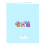 Safta Furby Raccoglitore a 4 anelli da 25 mm - Copertine rigide rivestite - Formato Folio - Resistente - 265x40x330 mm - Colore azzurro