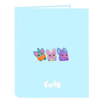 Safta Furby Raccoglitore a 4 anelli da 25 mm - Copertine rigide rivestite - Formato Folio - Resistente - 265x40x330 mm - Colore azzurro