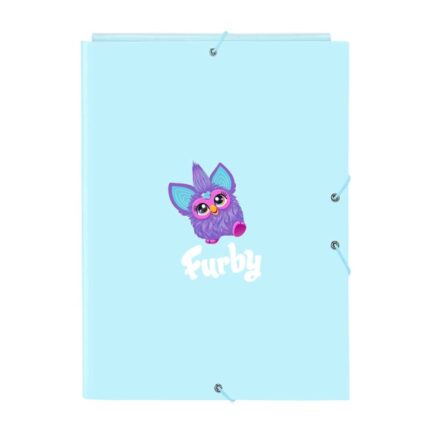 Safta Furby Cartella con 3 alette - Copertina rigida rivestita - Formato folio - Chiusura con elastici - 260x25x335 mm - Colore azzurro