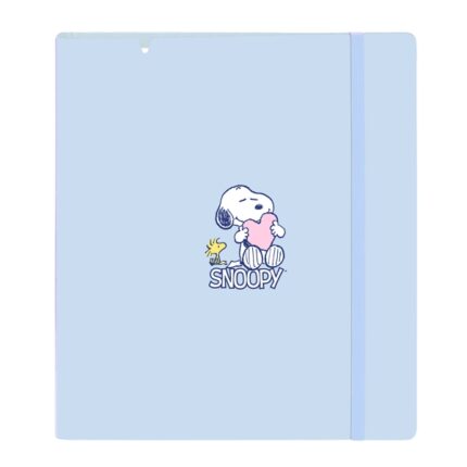 Safta Snoopy Love Raccoglitore a 4 anelli 35 mm - Copertina in PP Foam - Ricarica 100 fogli - Quadretti 5x5 mm - Chiusura elastica - Fessura per penna - 270x40x320 mm - Colore azzurro