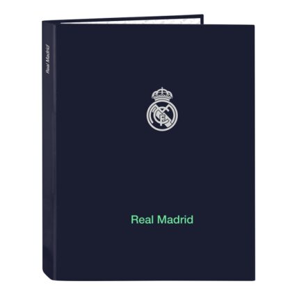 Safta Real Madrid 2ª Equipacion 25/26 Raccoglitore con 4 anelli da 25 mm - Copertina rigida rivestita - Formato Folio - Elegante - Resistente e durevole - 265x40x330 mm - Colore blu navy