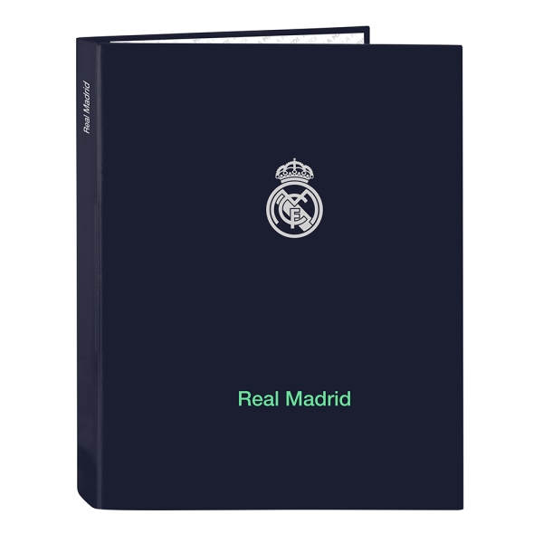Safta Real Madrid 2ª Equipacion 25/26 Raccoglitore con 4 anelli da 25 mm - Copertina rigida rivestita - Formato Folio - Elegante - Resistente e durevole - 265x40x330 mm - Colore blu navy