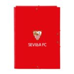 Safta Sevilla FC Cartella con 3 alette - Copertine rigide rivestite - Formato Folio - Chiusura con elastici - 260x25x335 mm - Colore rosso