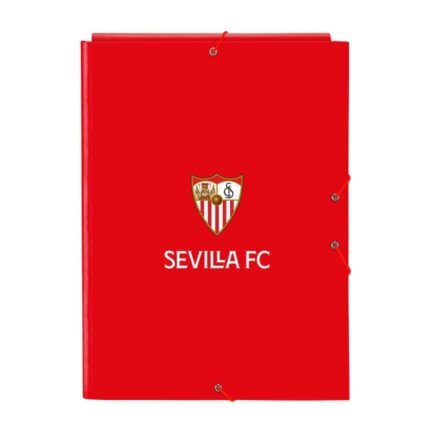 Safta Sevilla FC Cartella con 3 alette - Copertine rigide rivestite - Formato Folio - Chiusura con elastici - 260x25x335 mm - Colore rosso