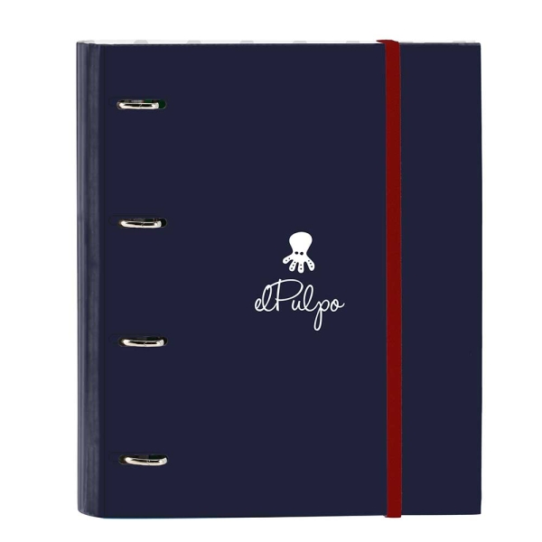 Safta el Pulpo Raccoglitore a 4 anelli 35 mm - Copertina rigida rivestita - Ricarica 100 fogli - Griglia 5x5 mm - Chiusura elastica - Include divisori - 270x35x320 mm - Colore blu navy