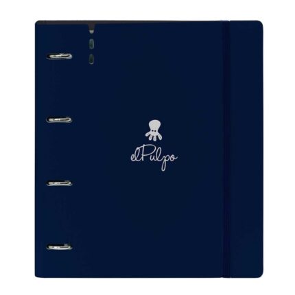 Safta el Pulpo Raccoglitore con 4 anelli da 35 mm - Copertine in PP Foam - Ricarica da 100 fogli - Chiusura elastica - Fessura per penna - Divisori interni - 270x40x320 mm - Colore blu navy