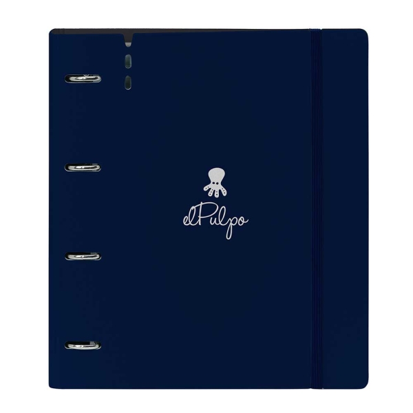 Safta el Pulpo Raccoglitore con 4 anelli da 35 mm - Copertine in PP Foam - Ricarica da 100 fogli - Chiusura elastica - Fessura per penna - Divisori interni - 270x40x320 mm - Colore blu navy